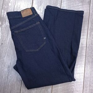 AE77 Stovepipe Jeans Women 12 Short Indigo Blue High Rise Wide Leg Baggy Denim